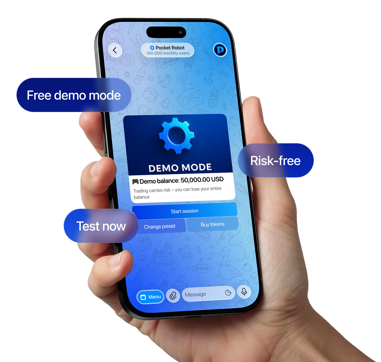 Pocket Robot demo mode with virtual balance